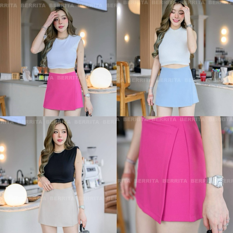 🔆KT66SHOP🔆กางเกงกระโปรงซิปหลังมาใหม่ เนื้อผ้าไมโครใส่นุ่มสบายๆน่ารักๆ
