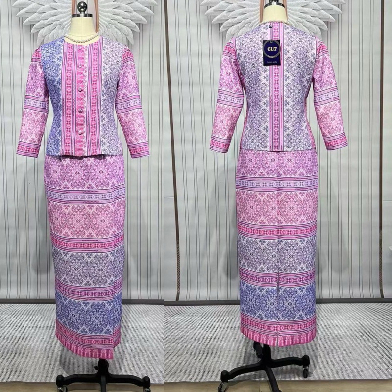 ชุดไทยจิตรลดาสีชมพู ชุดไทยเรือนต้น ชุดไทยประยุกต์