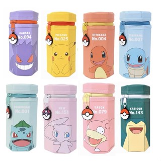 กล่องดินสอแนวตั้ง รูปทรงกระบอกหกเหลี่ยม หนังเทียมเย็บ ลายการ…