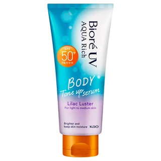 BIORE UV Aqua Rich Body Tone Up Serum Lilac Luster SPF50+ PA+++ ขนาด 130 ml. บิโอเร กันแดดเนื้อเซรั่ม สำหรับผิวตัว