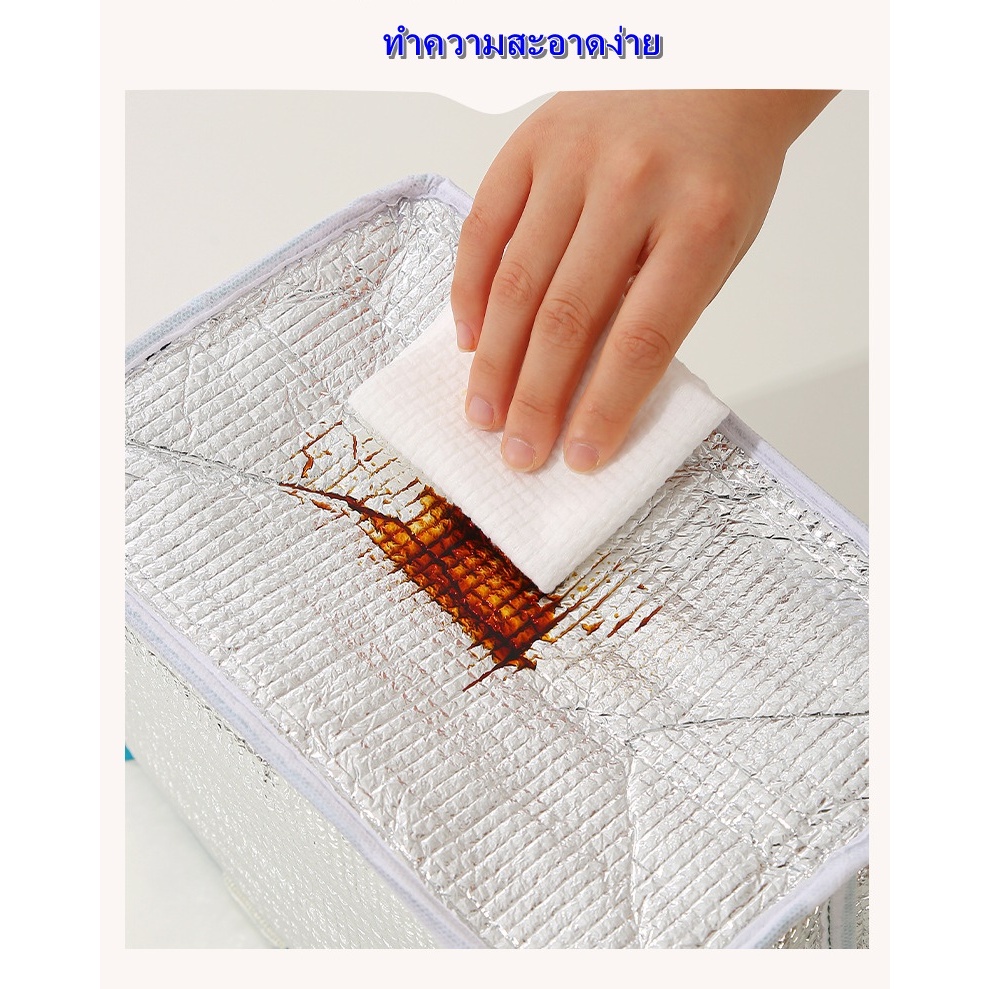 กระเป๋าใส่อาหาร ร้อน/เย็น กระเป๋าเก็บอุณหภูมิ ใส่กล่องข้าว กันน้ำ มีหูหิ้ว รุ่น happyday - รูปที่ 5