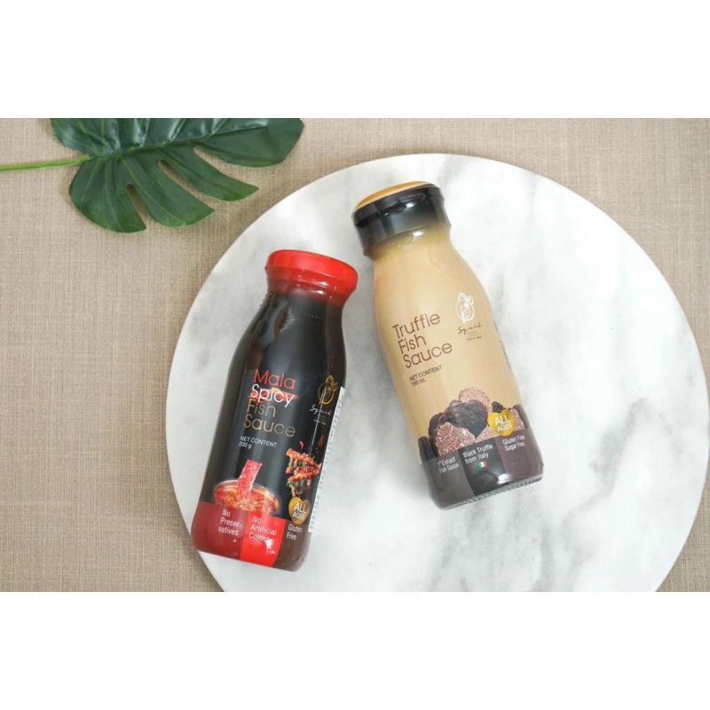 น้ำปลา พริกหมาล่า / ทรัฟเฟิล 180 ซีซี -200ซีซี ขวดแก้ว mala fish sauce / truffle fish sauce