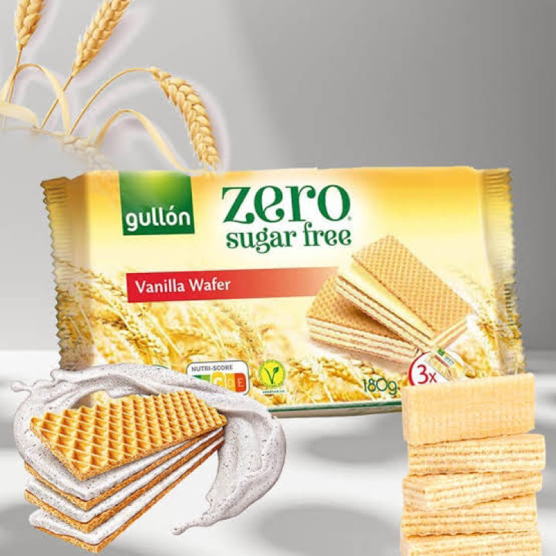 Gullon zero sugar free wafer chocolate/ vanilla vegan 2รส ช็อกโกแลต/วานิลลา จากสเปน🇪🇸 กูรยอง เวเฟอร์