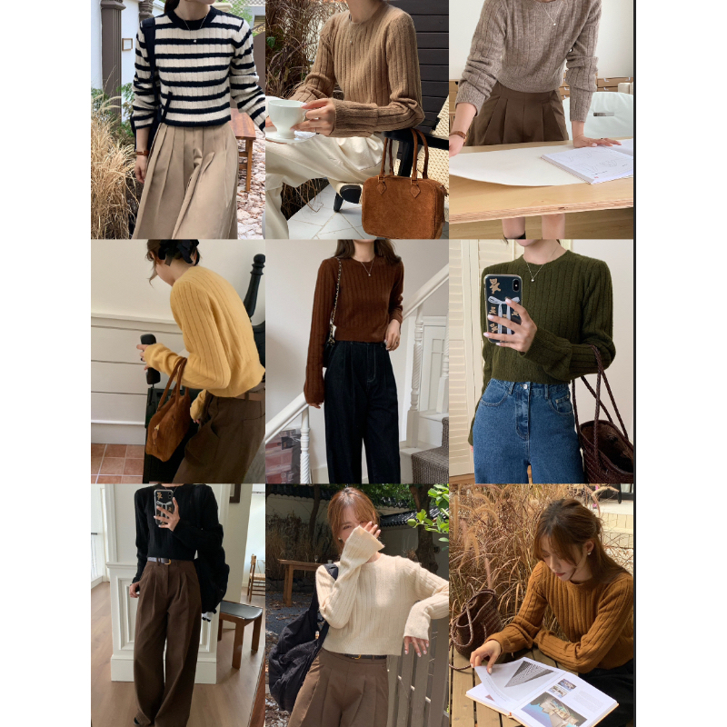 cpjgirlxx | พร้อมส่ง* Lucia crop Knittop - 12col [re-edition2023] เสื้อกันหนาวครอป เนื้อนุ่ม เกาหลี