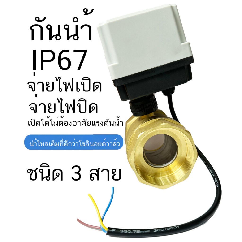 มอเตอร์ วาล์ว ไฟฟ้า กันน้ำ ทองเหลือง บอลวาล์ว 2 WAY 2 สีขาว 24VDC ขนาด 4 หุน,6 หุน,1นิ้ว,1.5 นิ้ว, 2