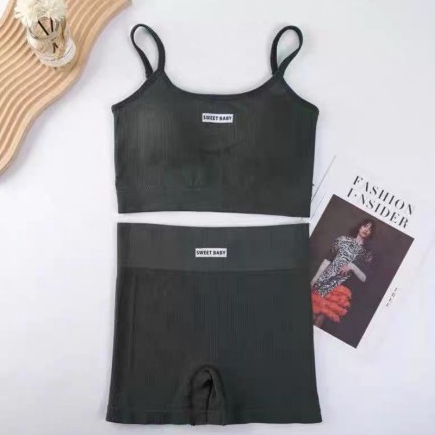 อัพเดตสีใหม่ 🌹 SUNBALEE ชุดออกกำลังกายผู้หญิง สปอร์ตบรา เสื้อสายเดี่ยว+กางเกงขาสั้น เล่นกีฬา ชุดโยคะ MA - รูปที่ 6