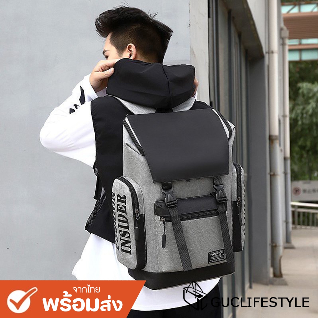 GUCSELECTED(B1774) กระเป๋าเป้ใบใหญ่ป้ายFASHIONมีช่องใส่ของเยอะ