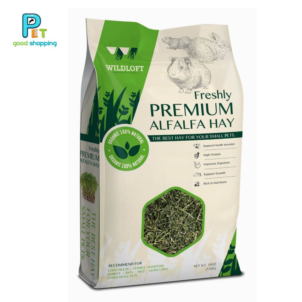 Wildloft Freshly Premium Alfalfa 18 OZ. หญ้าอัลฟาฟ่า สำหรับกระต่าย ชินชิลล่า แกสบี้ 510 กรัม