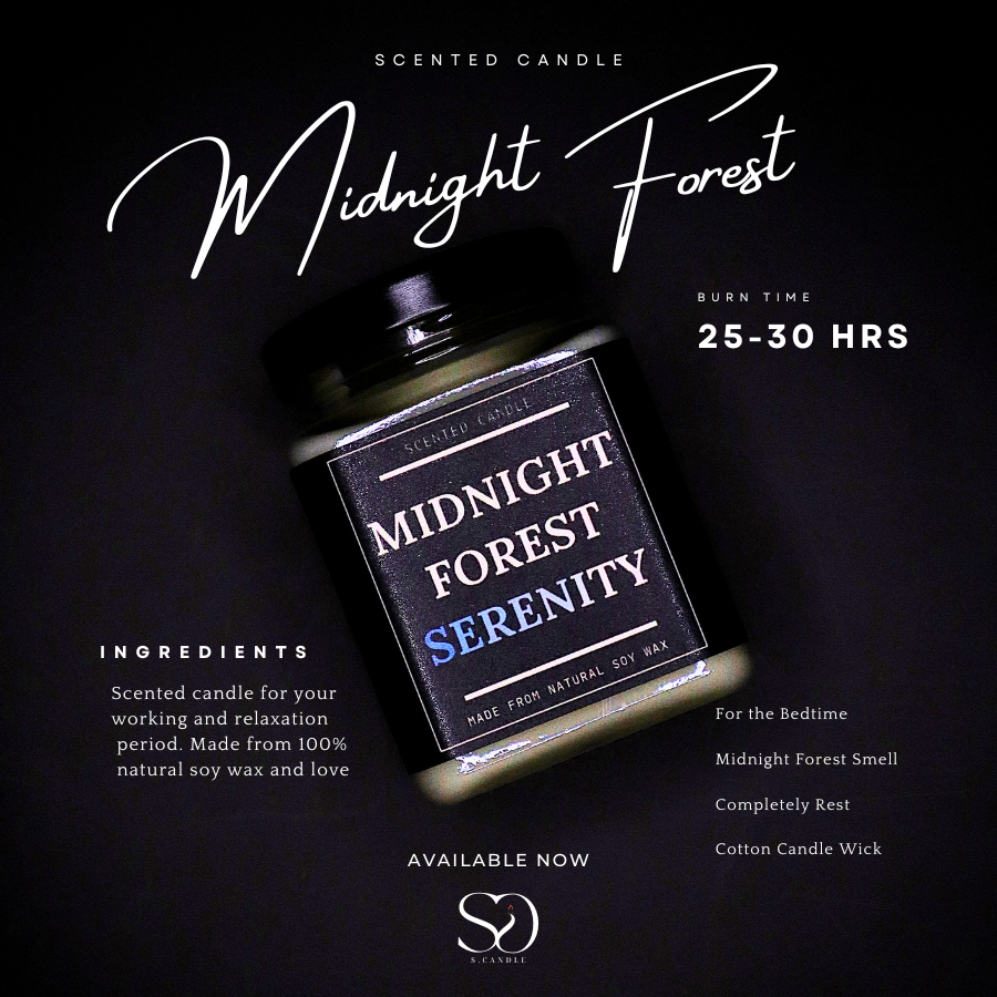 (พร้อมส่ง)S.candle เทียนหอมกลิ่น Midnight Forest Serenity 110g. เทียนหอมอโรม่า เทียนหอมในห้อง Soywax ไขถั่วเหลือง