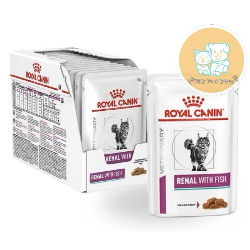Royal Canin Renal with fish Pouch ขนาด 85g x 12 ซองอาหารเปียกแมวโรยัลคานินโรคไต ค่าไตสูง Exp.26/07/2
