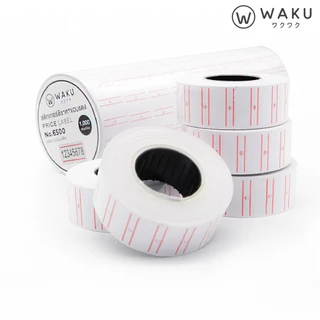 สติกเกอร์ตีราคา ป้ายตีราคา ขอบแดง WAKU no.6500 10 ม้วน (10,000 ดวง) ป้ายราคา PRICE LABEL