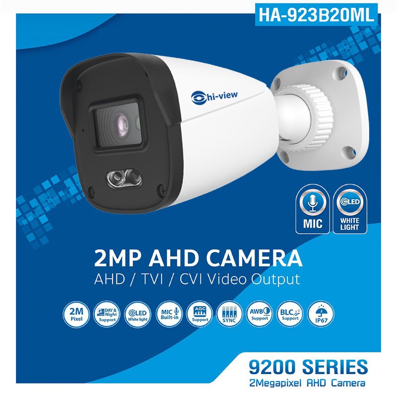 HI-VIEW CCTV AHD Camera Night Color/Mic-Built-in รุ่นHA-923B50ML(5MP)และHA-923B20ML(2MP)-APP Solutio