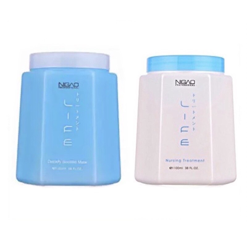 นิกาโอะ NIGAOทรีทเม้นท์ สีขาวสำหรับผมเสีย สีฟ้าสำหรับดีท๊อก 1000g
