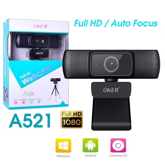 กล้องเว็ปแคม Webcam Oker A521 Full HD Webcam Auto Focus