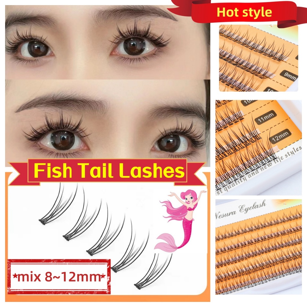 ขนตาปลอมหางปลาขนตาปลอม ทรงหางปลา ธรรมชาติ DIY สําหรับแต่งหน้า8mm-12mm