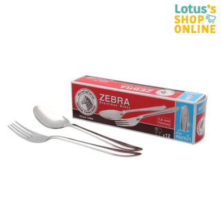 ซีบรา ตราหัวม้าลาย ช้อนส้อม SS (ลายหยดน้ำ) 1.0มม. แพ็ค 12 คู่ ZEBRA CUTLERY SETS (YOD NAM) 1.0MM PACK 12 PAIRS
