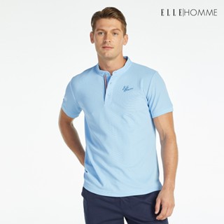 ELLE HOMME POLO | เสื้อยืดโปโลคอจีน แขนสั้น แต่งเทปลายธงชาติ…