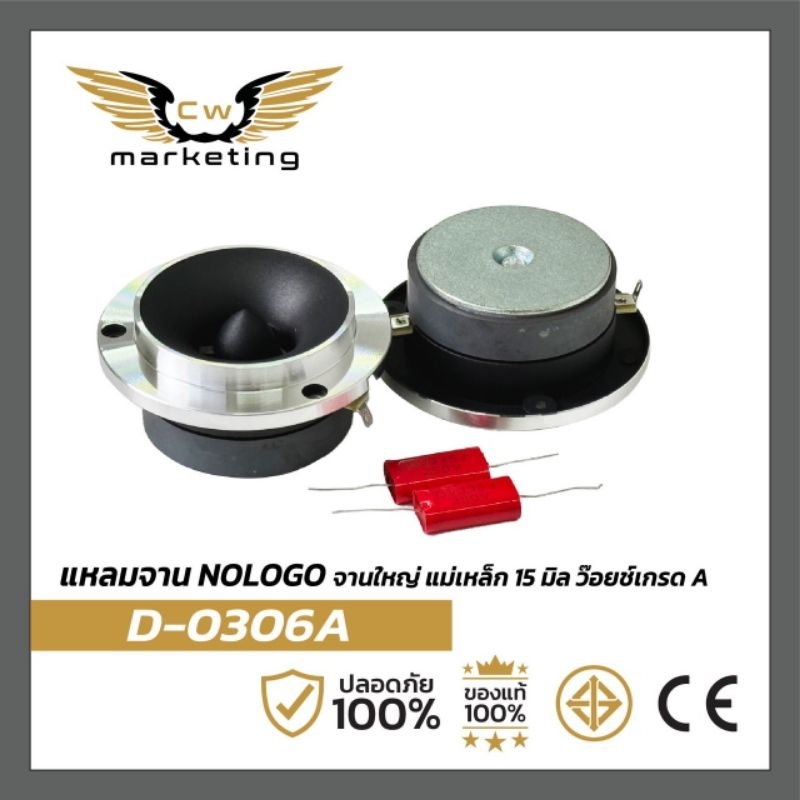 ทวิตเตอร์​แหลมจาน nologo (D-0306A)  เครื่อง​เสียง​รถยนต์​ ลำโพง​เสียงแหลม​ขนาด​4​นิ้ว​ แม่เหล็ก​ 15​มิล​  ว๊อย​ซ์​ 1นิ้ว
