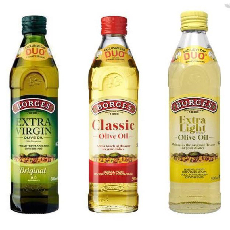 Borges olive oil Original extra virgin/ classic / extra light 500ml. น้ำมันมะกอก 3สูตร โบรเกส จากสเป