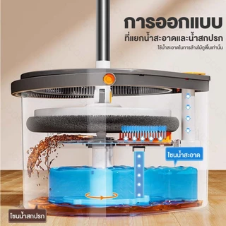 Joybos M16 Plus ไม้ถูพื้น ถังถูพื้นพร้อมถังปั่น แบบสี่เหลี่ยม Spin Mop ถังแยกน้ำสะอาด-สกปรก ผ้าถู