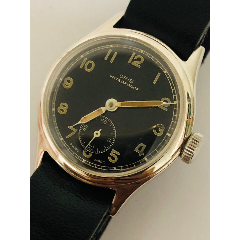 นาฬิกาผู้ชาย ORIS  MILITARY SCAL 451 WISS MADE 1940's 2เข็มครึ่ง SUB SECOND หน้าสีดำด้าน