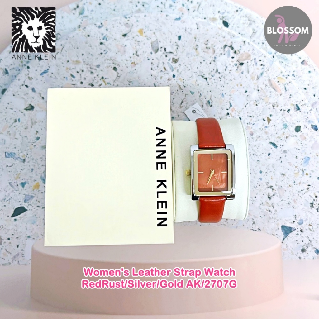 Anne Klein - Women's Leather Strap Watch RedRust/Silver/Gold AK/2707G นาฬิกาข้อมือสายหนังผู้หญิง Anne Klein