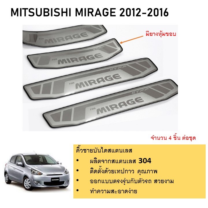 ชายบันไดยิงทราย ประตูรถยนต์ MITSUBISHI MIRAGE 2012 2013 2014 2015 2016 2017 2018 2019 2020 2021 2022 2023 2024 (4 drs)