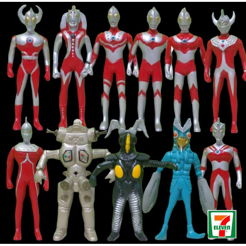 อุลตร้าแมน SLURPEE  Meal 7-11 ทั้ง 14 แบบ งานเก่าปี 2000 มือสอง สภาพสวยและในซีลเดิมๆ ไม่หักไม่กาว