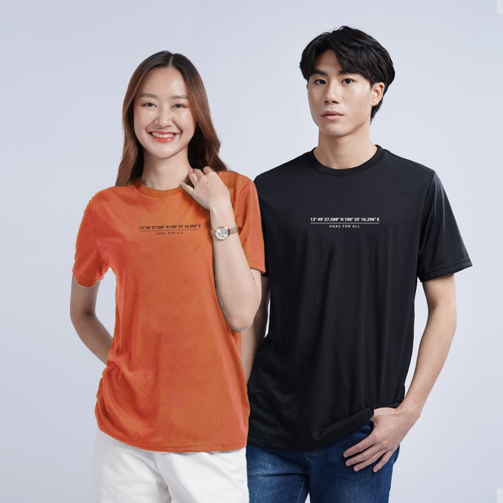 haas เสื้อยืดแขนสั้น unisex สกรีนลาย haas for all SBSK2704