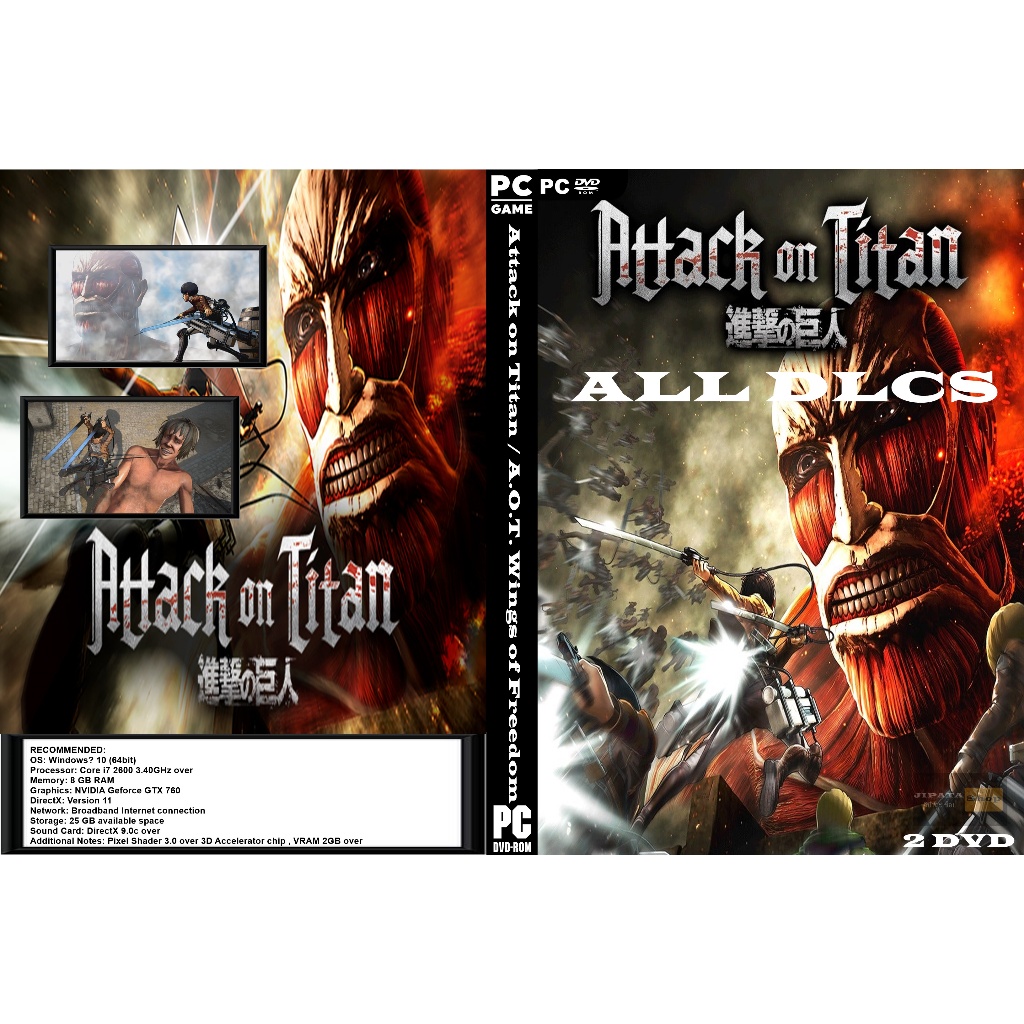 แผ่น Game PC Attack on Titan  A O T  Wings of Freedom (2DVD)