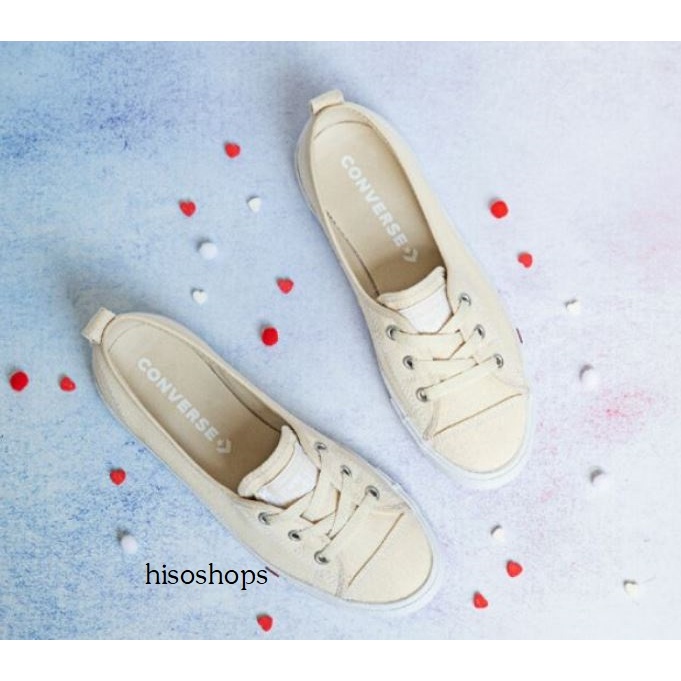 รองเท้าผ้าใบคอนเวิร์ส Converse all star ballet lace love ox ivory สีครีม แบรนด์แท้ shop 100% พร้อมกล่อง ป้ายครบ