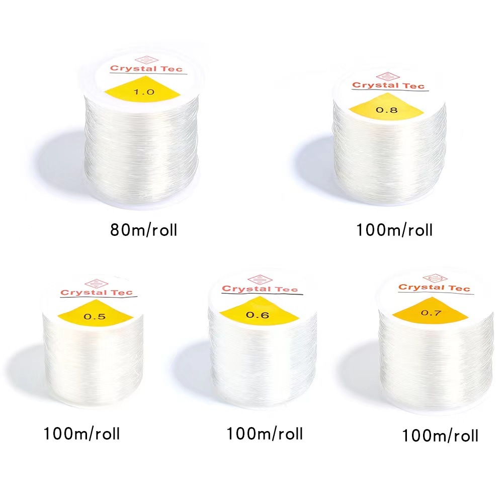 เอ็นยืด เอ็นใส ขนาด 0.5-0.8 อุปกรณ์เสริมงานฝีมือ งาน DIY สำหรับร้อยพวงกุญแจ ร้อยสร้อยข้อมือ ร้อยสร้อยคอ