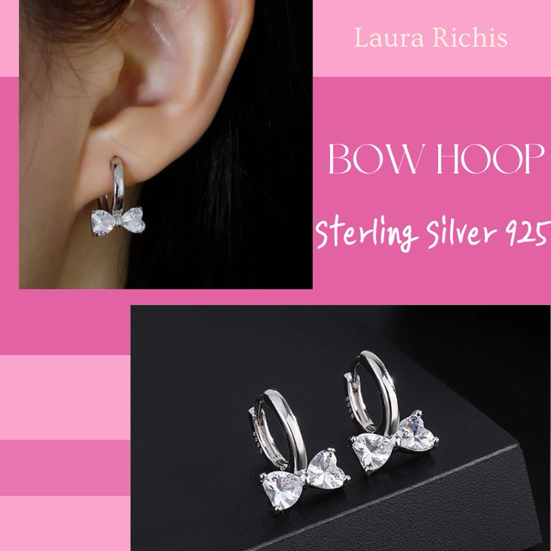ต่างหูเงินแท้ / เงินแท้ 100% / ต่างหูรูปโบว์ / Luara Richis / ต่างหูเงินS925 / Bow hoop