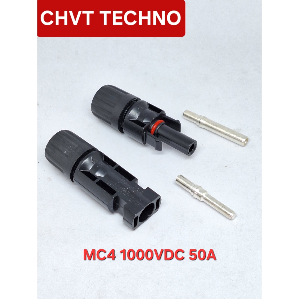 MC4 ข้อต่อสายไฟ MC4 (1 คู่) สำหรับสายไฟโซล่าเซลล์ กันน้ำ ขนาด 1000 VDC 50A