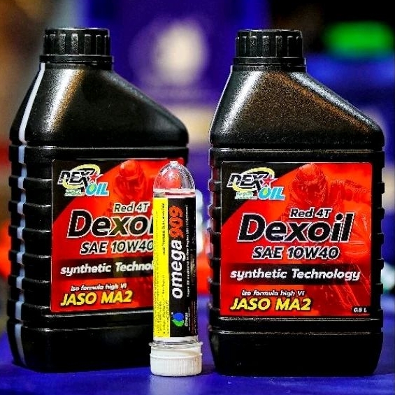 น้ำมันเครื่อง Dexoil Red 10W-40 Semi-Synthetic + Omega909
