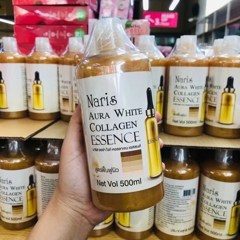 (พร้อมส่ง) Naris Aura white collagen essence นาริส ออร่า ไวท์ คอลลาเจน เอสเซนส์ สูตรฟื้นฟูผิว 500 ml. ซึมผิวได้ดีมาก