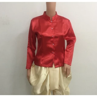 เสื้อแขนกระบอกนางรำ ผ้าต่วน(ผ้าเครป) ไม่ซับใน ไม่อัดกาว ไซส์ XXL - 7XL