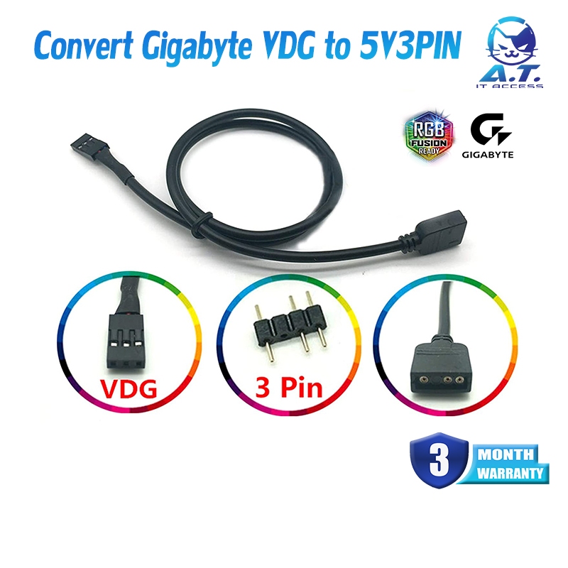 สายแปลง Convert Gigabyte VDG to 5v3pin - 5V3PIN RGB VDG Conversion Line Cable Connector for GIGABYTE Motherboard Parts