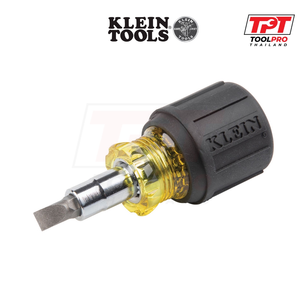 Klein Tools ไขควง 6-in-1 Stubby Multi-Bit Screwdriver / Nut Driver (32561)