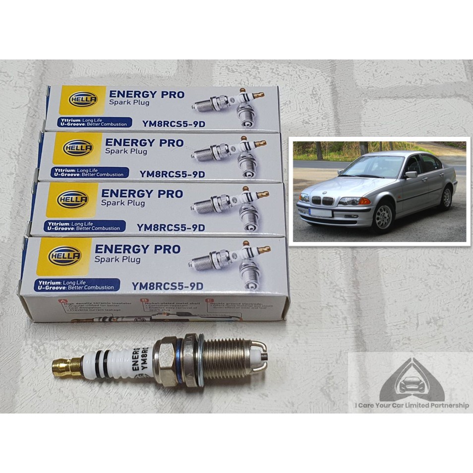หัวเทียน รถบีเอ็ม BMW E46 ชุด 4 หัว / 6 หัว ชนิดยิธเทรียม ระยะใช้งาน 40,000 กม Yttrium type spark plug Hella YM8RCS5-9D
