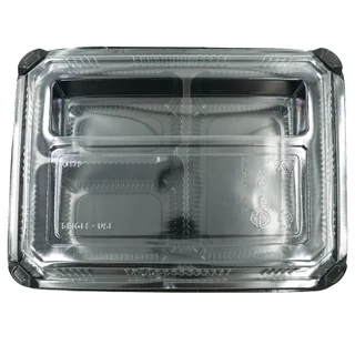 KU Pack กล่องพลาสติกใส่อาหาร 3 ช่อง สีดำ รุ่น G123 ขนาด 800 ml. (300 ชิ้น/ลัง)