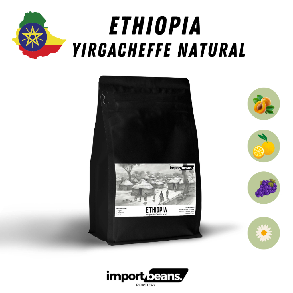 IMport coffee bean เมล็ดกาแฟคั่ว Ethiopia Yirgracheffe Natural 200g