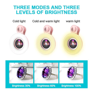 แบบพกพา LED 15X เลนส์มาโคร สําหรับโทรศัพท์มือถือ แต่งหน้า เครื่องประดับ เล็บ แหวนไฟเซลฟี่