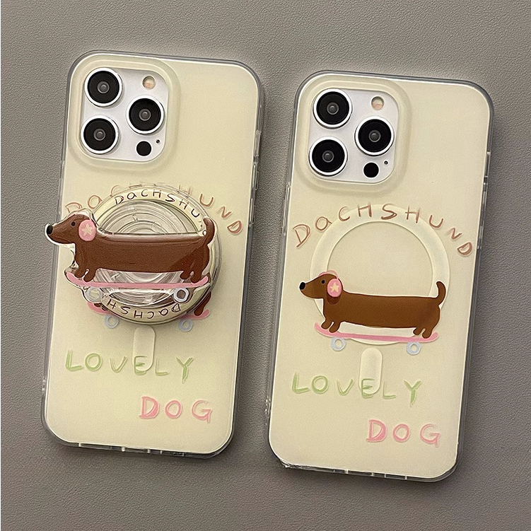 จัดส่ง24ชม for iPhone 15 11 12 13 14 Pro max case เคสไอโฟน11 บางเบาพกพาง่าย การ์ตูน ลูกสุนัข แม่เหล็ก griptok Case