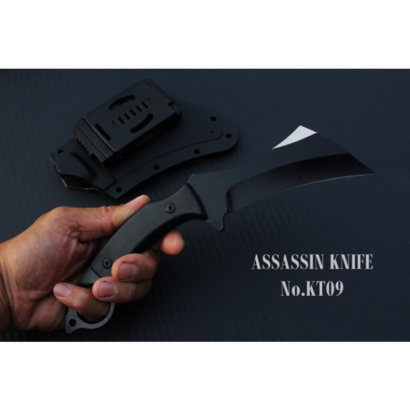 มีดเดินป่า ASSASSIN  No.KT09 พร้อมซองทรง KYDEX ใบมีดโค้ง KARAMBIT รมดำ