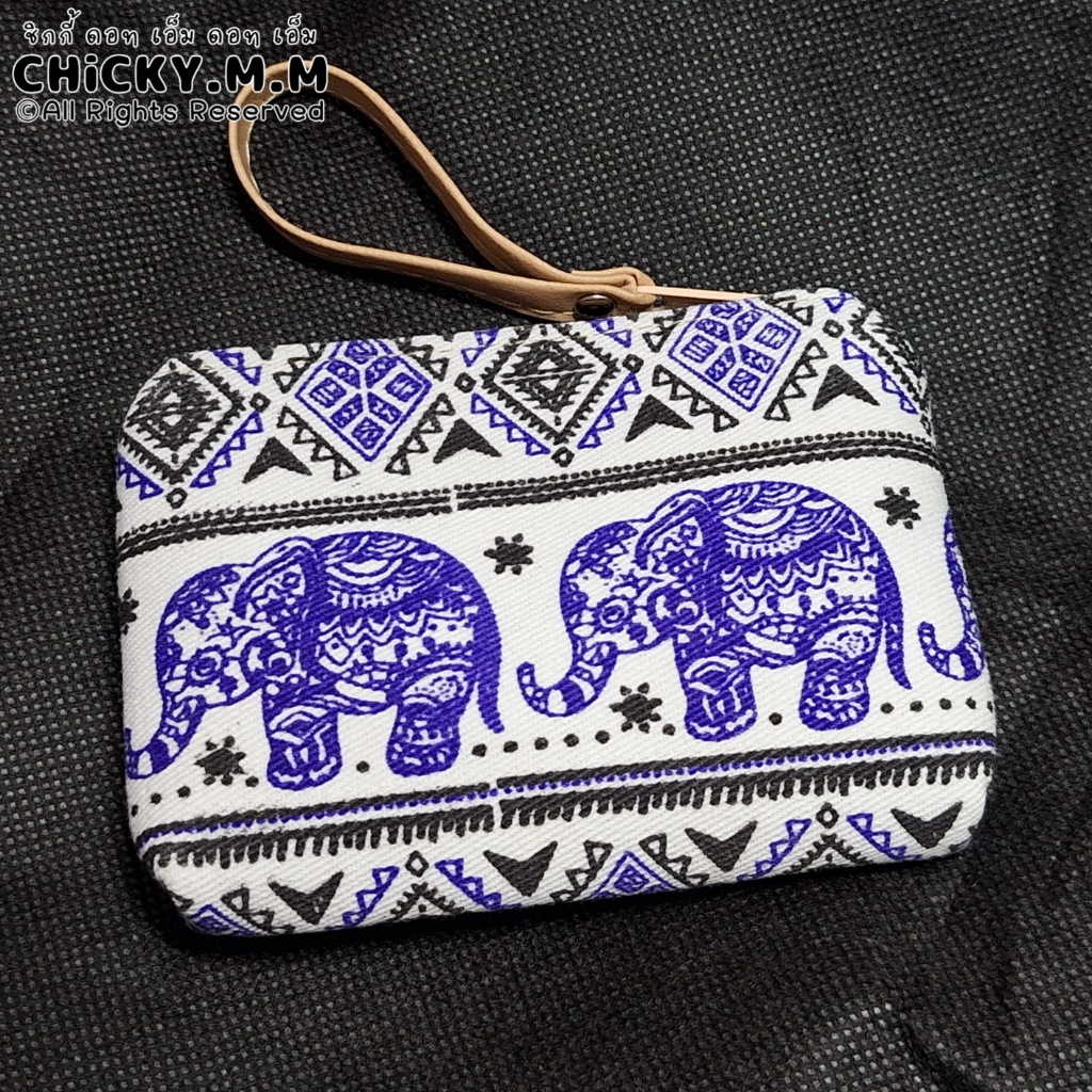 กระเป๋าสตางค์ ใส่เหรียญ ลายช้าง 𓃰 Thai style bag ของฝากต่างชาติ