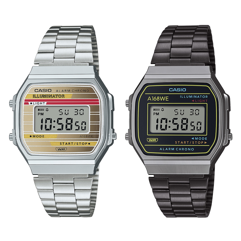Casio Standard นาฬิกาข้อมือผู้ชาย สายสแตนเลส รุ่น A168,A168WEH,(A168WEHA-9A,A168WEHB-1A)