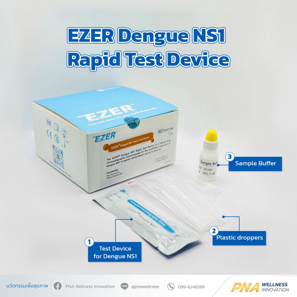 NEW❗  ชุดตรวจหาเชื้อไข้เลือดออก  Dengue NS1 Rapid Test Device (20 Test)