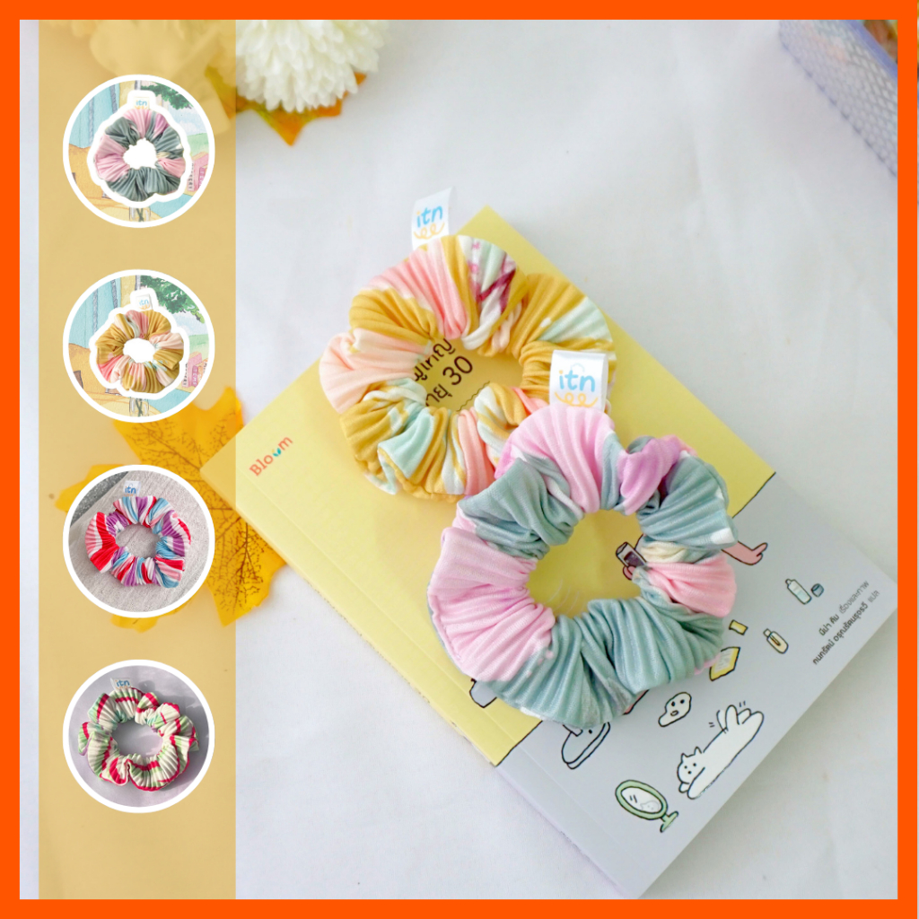 ลด 50% ขั้นต่ำ 150 บาท🧵 แฮนเมด 🌸🌼ไซส์ M  ยางรัดผมโดนัทรุ่น Flora