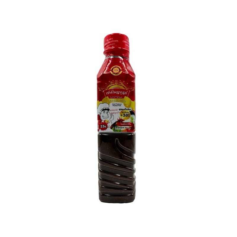 น้ำปลาร้า ตราเชฟไพรฑูรย์ 400 กรัม แพ็คเกจใหม่ เพิ่มเนื้อปลา 30%